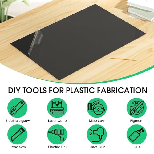 Image of CREGEAR ABS Plastic Sheet 48 inch x 24 inch x 1 /8 inch, 1 Pack | Black Rigid Thermoplastic Board for Signs, Crafts, DIY Projects, Dual-Surface - Textured & Smooth