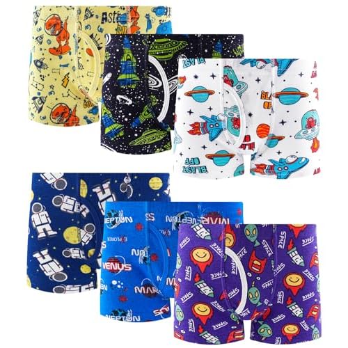 100% Cotton Boys Soft Boxer Briefs Size 18M-12Yr Tagless Underwear 6-Pack 2T Multi-space-a24