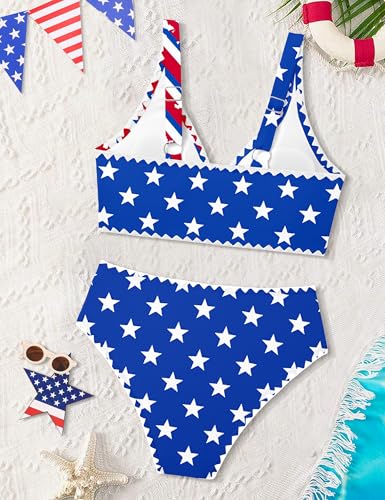 Image of KANGKANG Girls Swimsuit Bikini Set Solid Color V-Neck Two Piece Bathing Suit with Chest Pad Adjustable Straps Swimwear 7-16T