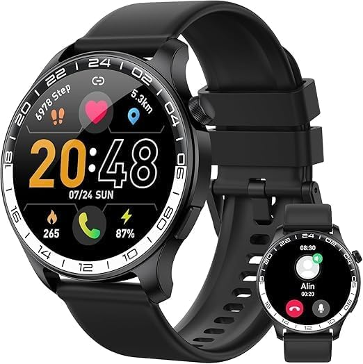 2026 Smartwatch Uomo Donna, 1.43" HD AMOLED Orologio Smartwatch con Chiamate e Whatsapp, Orologio Digitale con 100+Sport, SpO2/Sonno/Cardiofrequenzimetro, IP68 Impermeabile Smart Watch per iOS Android