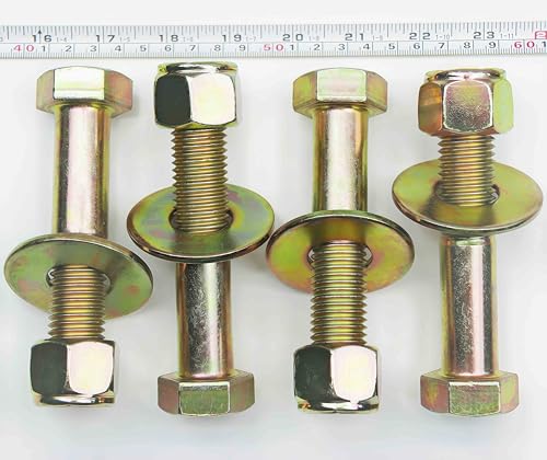 Image of 7 /8 inch x 4 inch Hex Head Bolt by Color Galvanization with Nylon Lock nut and Large Size Washer Assortment Kit,Alloy Steel,Grade 8.(4pcs Pack),by Metalsuberg