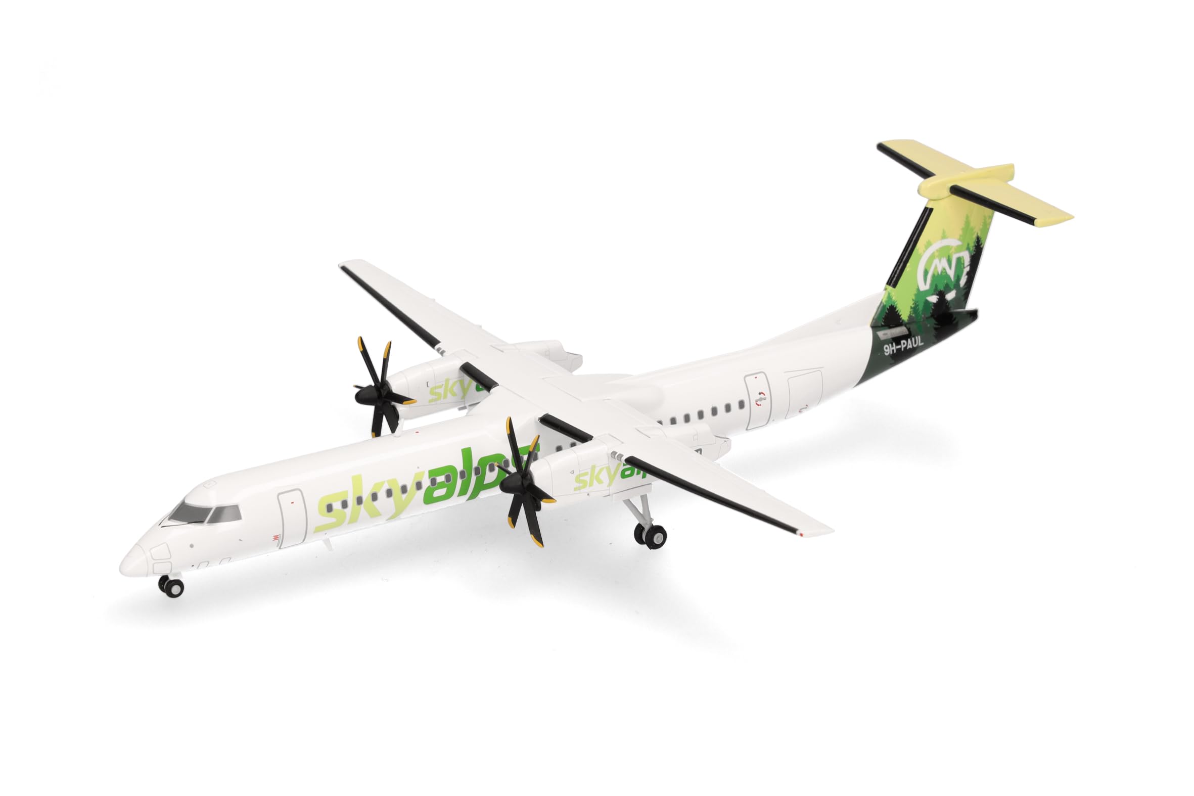herpa Modellino aereo Sky Alps Bombardier Q400, miniatura in scala 1:200, pezzo da collezione, modello senza supporto, metallo