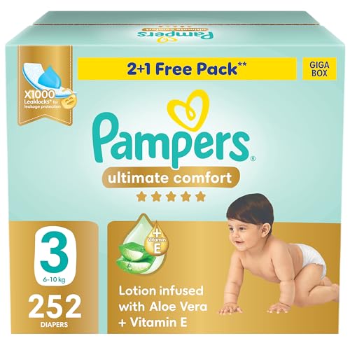 Pampers Ultimate Comfort Premium Taped Diapers 6-10kg Size 3 Box 252 Count