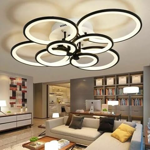DRTONK Modern Ceiling Light,8-Head Chandelier LED Pendant Light Hanging Lamp Living Room Bedroom,Dimmable Chandelier,with Remote Acrylic Round Ceiling Lamp Fixture for Low Ceiling Bedroom Cover