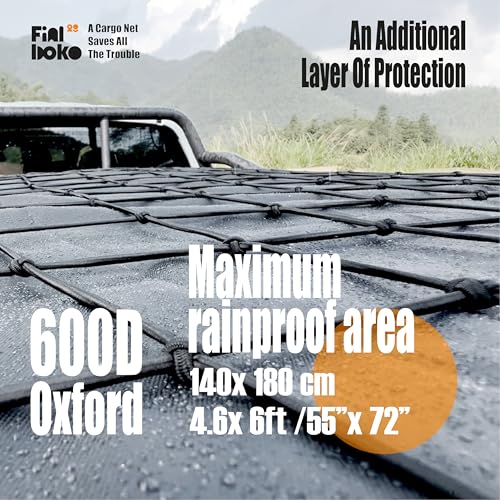 Finiboko Cargo Net for Pickup Truck Bed,4' x 6' Stretches to 8' x 12' - Small Mesh Bungee Net Cargo Netting with Portable Truck Bed Tarp,Cargo Net Suitable for Daily and Rainy Day Loading of Trucks by Finiboko - Image 8