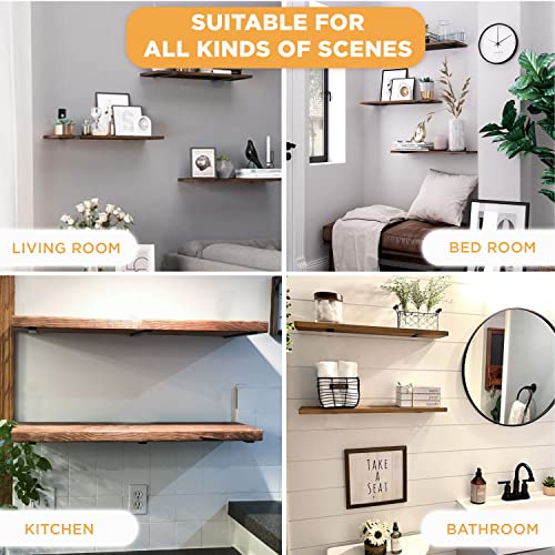 Batoda 17" Heavy Duty Floating Shelf Bracket (2 Pcs) – Solid Steel Blind Shelf Supports - Hidden Brackets For Floating Wood Shelves - Shelving Mounting Hardware Included (Pack 2) #TOP6