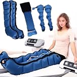 Pressotherapy and Lymphatic Drainage, 6-Cavity Pressotherapy Boots, Electric Air Compression Massager Machine, Lymphoedema Treatment for Legs, Lymphedema Pump (Blue, 2legs+2arms+1waist)