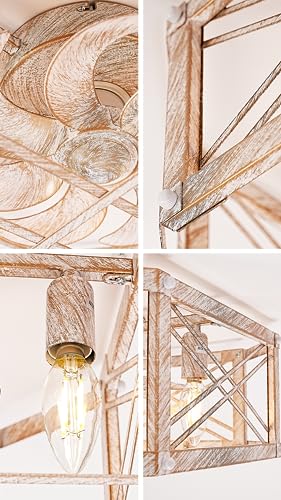 21'' Flush-Mount Ceiling Fan with Dimmable-Light Remote Control, Reversible-Motor, 6 Wind Speeds, Perfect for Bedroom, Living Room, Kitchen, Outdoor Gazebo, Patio, Low-Profile Design Retro Cage - Image 9