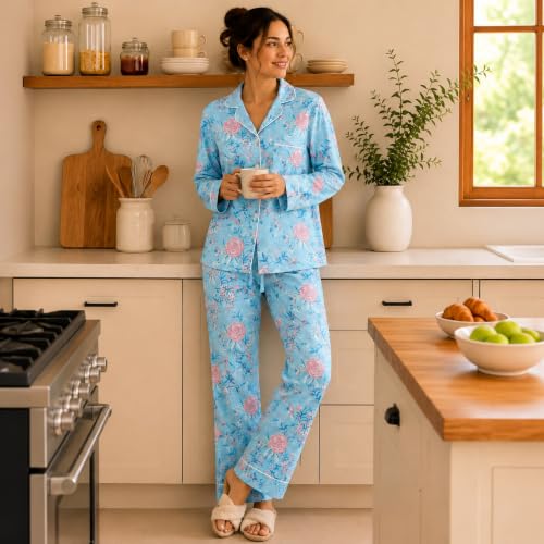 Image of Huar Cotton Pajamas Set for Women - Luxurious Cotton Womens Pajama Sets - Comfortable Christmas PJ Set, Breathable & Light Pj