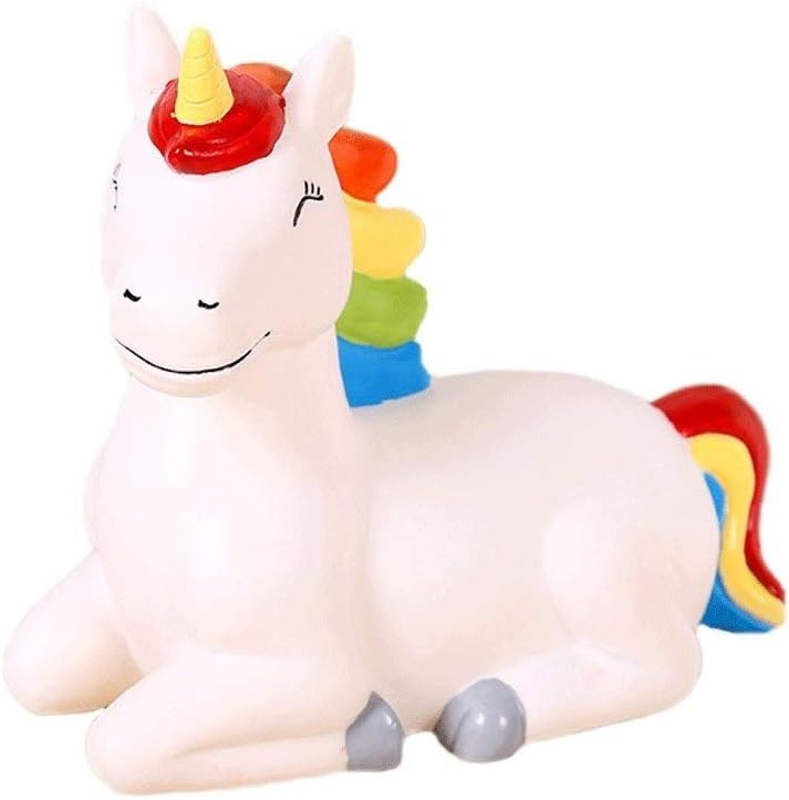 Cute Unicorn Piggy Bank Plastic Figurines Pet Coin Bank Christmas Children Money Box Desktop Decor Storage Box (Color : White)