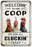 Chicken Coop Accessories Funny Chicken Signs Rooster Decorations Chicken Stuff For Farmhouse Farm Kicthen Decor Welcome To Our Coop 12x8 Inches
