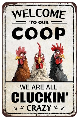 Chicken Coop Accessories Funny Chicken Signs Rooster Decorations Chicken Stuff For Farmhouse Farm Kicthen Decor Welcome To Our Coop 12x8 Inches