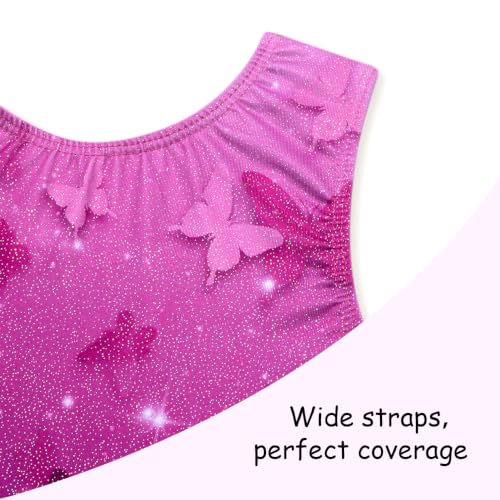 Image of Leotards for Girls Gymnastics Toddler Dance Biketards Mermaid Unicorn Athletic Dance Wear Shiny Rainbow Blue Hotpink