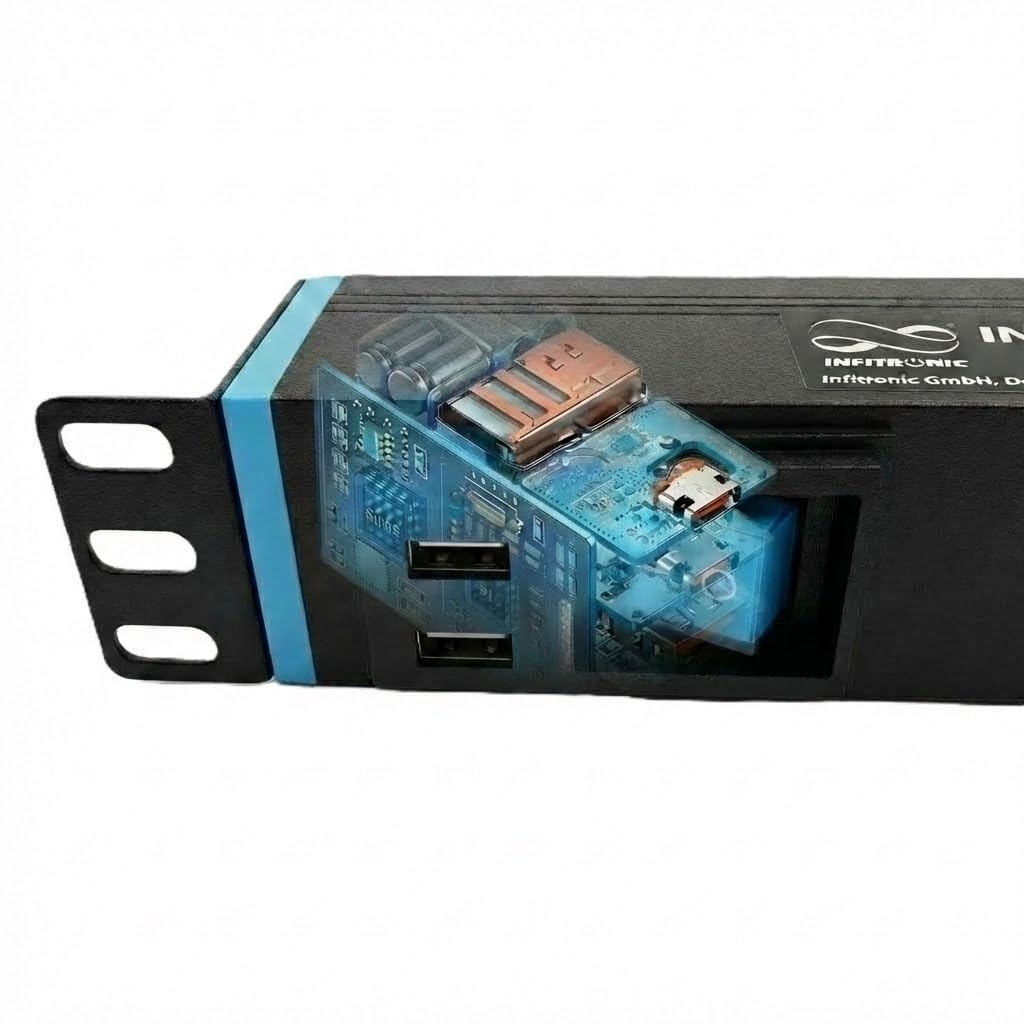 Infitronic - INSV1006-19" 8 prese, 1U con 2 ricariche USB
