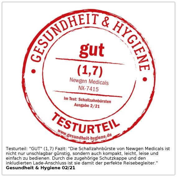 newgen medicals Zahnbürsten: 2er-Set USB-Akku-Reise-Schallzahnbürste 28.000 RpM, IPX7, Timer (Elektrische Zahnbürsten, Elektrische Schall-Zahnbürste, Aufsteckbürsten) – Bild 7