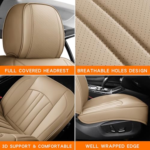 Image of MINGBRON Car Seat Covers,Car Seat Protector Waterproof,Seat Covers Full Set, Car Seat Protectors,Automotive Seat Covers Fit for Most Cars Beige