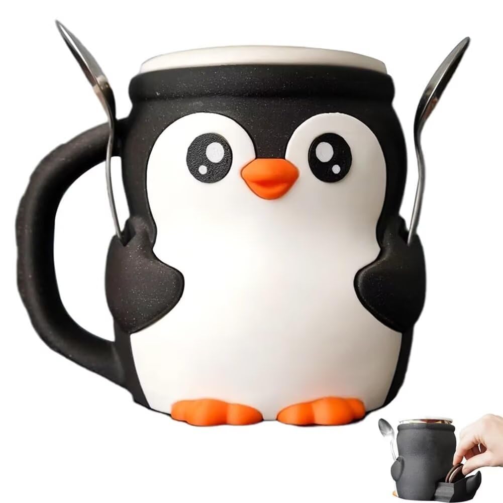 Support de crème glacée pingouin contre les mains froides avec deux cuillères incluses