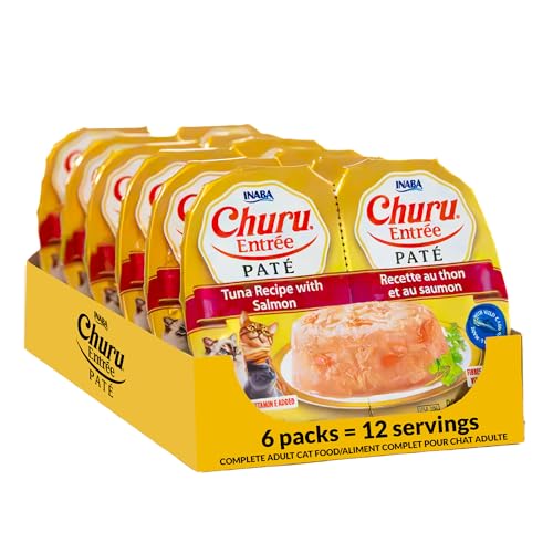 Image of INABA Churu Entree Pate Wet Cat Food Cup, Tuna Salmon, 6ct