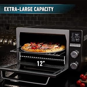 Calphalon quartz heat countertop toaster oven stainless steel extra large capacity black dark gray  urban country home decor