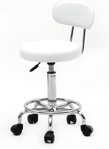 gt5 Taburete de salón ajustable de forma redonda con respaldo y línea blanca