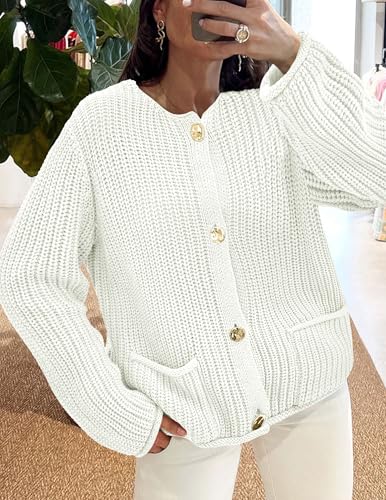 Image of PRETTYGARDEN Cardigan Sweaters for Women 2026 Trendy Oversized Knit Chunky Button Cardigans Fall Winter Outfits with Pockets