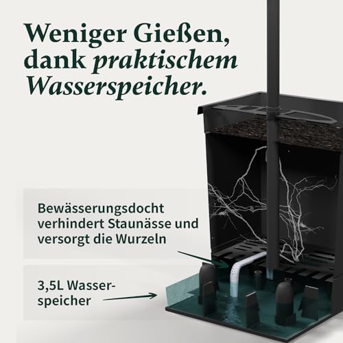 Tomatentopf Verdoba mit Rankhilfe und 3,5L Wasserspeicher