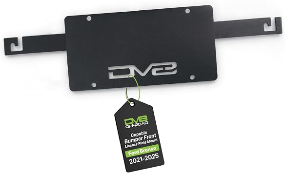 DV8 Front License Plate Mount for 2021-2026 Ford Bronco | Bracket for Factory Capable Steel Bumper, License Plate Relocation Kit with Max Airflow & Easy Install