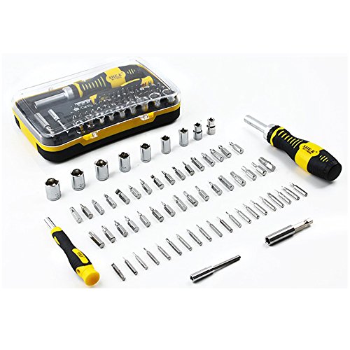 Jeu de tournevis et douilles de précision NUZAMAS 65-en-1, tournevis 52 bits Douilles de clé 9 bits pour téléphones portables, tablettes, PC, Macbook, montres, lunettes, appareils photo