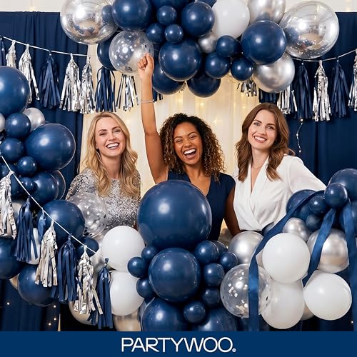 Image of PartyWoo Navy Blue Balloons 100pcs Different Sizes of 36 18 12 10 5 Inch Dark Blue Balloon Arch Kit Garland for Graduation Wedding Sports Theme Boy Baby Shower Men Birthday Party Decorations Blue-Y72