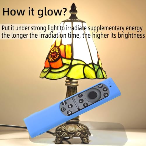 Image of Silicon Protective Case Cover Compatible with Samsung Frame TV Remote 2022 TM2280E QLED TV BN68-13897A (Remote Not Included) - Glow in Dark Blue