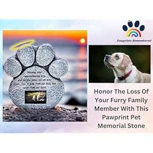 Pet Memorial Stone  Features a Paw Print Photo Frame and Sympathy Poem  Indoor Outdoor for Garden Backyard Marker Grave Tombstone  Loss of Pet Gift  Loss of Dog Gift  Cucciolini Doodles Pet memorial stone  features a paw print photo frame and sympathy poem  indoor outdoor for garden backyard marker grave tombstone  loss of pet gift  loss of dog gift   cucciolini doodles