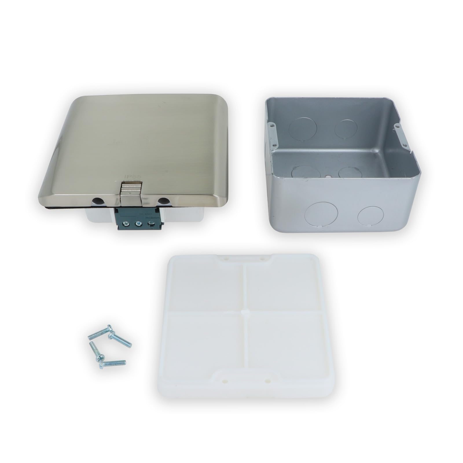 Enchufe de Pared de Suelo de Acero Inoxidable para Base Depósito de Suelo, IP55, Enchufe Empotrable Retráctil, Apto para Módulos Livolo con Tapa LT-FD777-STK-11