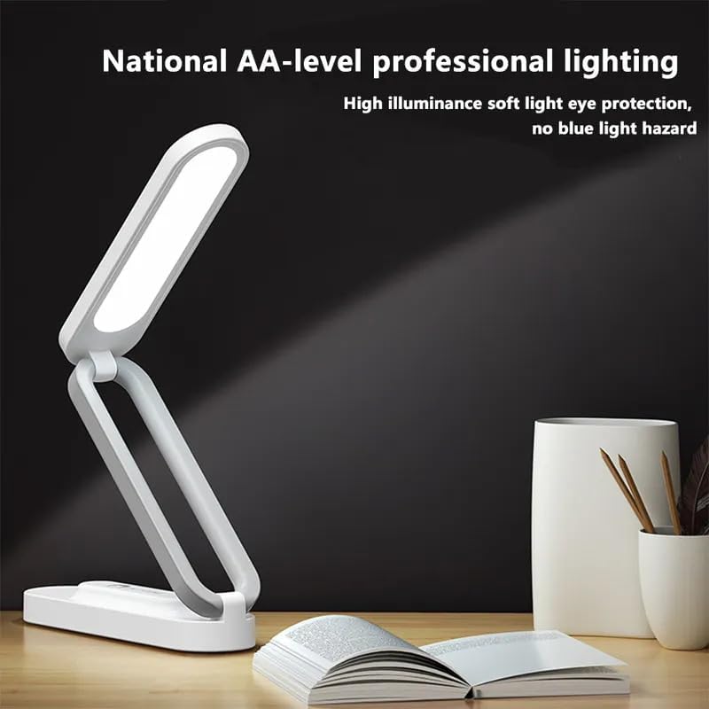 Image of ANKRI Foldable White LED Desk Lamp Dimmable Table Lamp Reading Lamp with USB Charging Port 3 Colour Mode Touch Control Eye Caring for Study Work Power Outage | Pack of 1