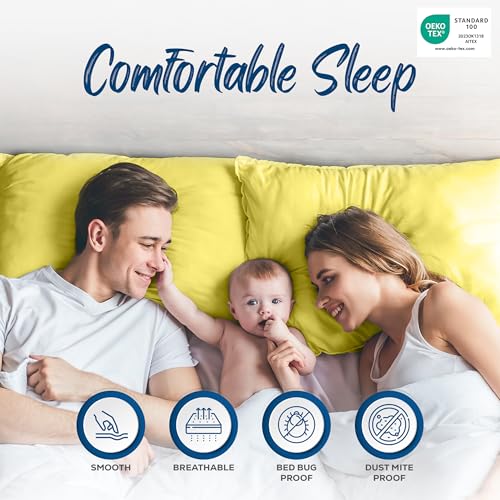 Image of Utopia Bedding Premium 100% Waterproof Pillow Protectors with Zipper Standard Size (Set of 4), Bed Bug and Dust Mite Proof Zippered Pillow Covers, Pillow Encasement Cases, Yellow