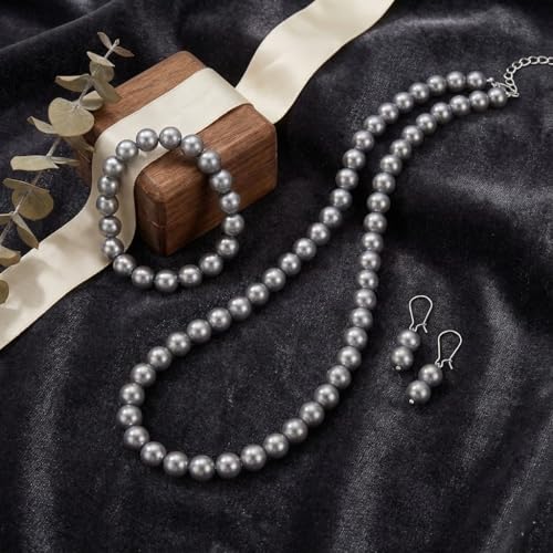 Image of JFL Combo Imitation 6mm Round Pearl Necklace Set Moti Mala Pearl Set With Earrings,Bracelet Handcrafted Jewellery for Less