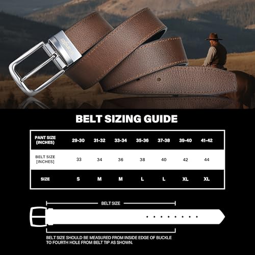Wrangler Men’s Leather Twist Reversible Belt, Casual Everyday Waist Belt for Jeans, Khakis Black Brown4