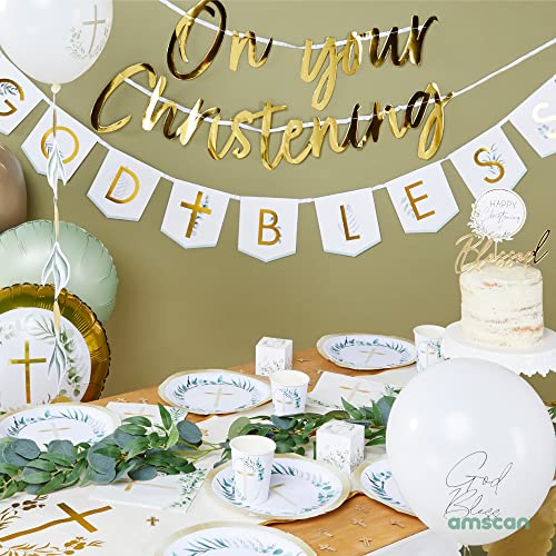 Amscan 9915641 Botanic Cross Godbless Balloon Kit- 4 Pack, Gold, Medium - Image 2