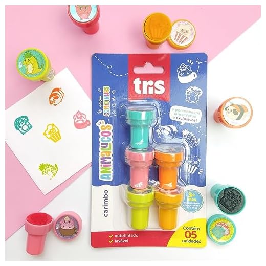 Carimbo Autotintado Tris Animaluco Comidinhas Cartela 5 Unidades