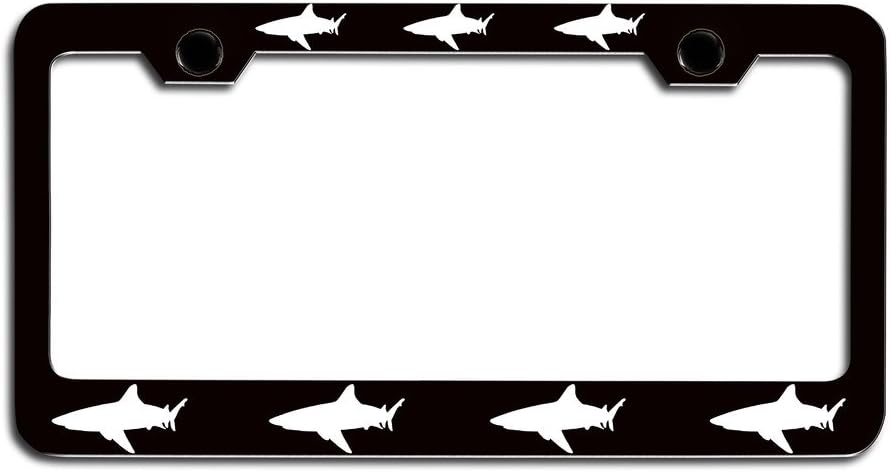 Makoroni - Sharks Logo Black Steel License Plate Frame, License Tag Holder