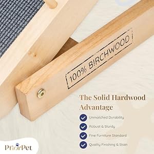 Dog ramp for Bed - PRIORPET Birchwood Adjustable Ramp for Dogs to Get on Bed: Dog ramps for High Beds up to 37 Inches – Foldable Ramp, Anti-Slip Grip & Safety Rails, Small Dogs Up to 120lbs – Natural Dog ramp for Bed PRIORPET Birchwood Adjustable Ramp for Dogs to Get on Bed Dog ramps for High Beds up to 37 Inches–Foldable Ramp Anti Slip Grip Safety Rails Small Dogs Up to 120lbs–Natural