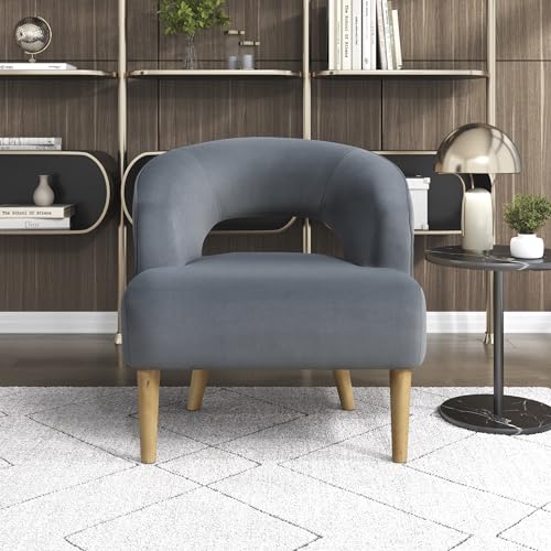 Sillón con brazos terciopelo moderno gris oscuro miniatura 5