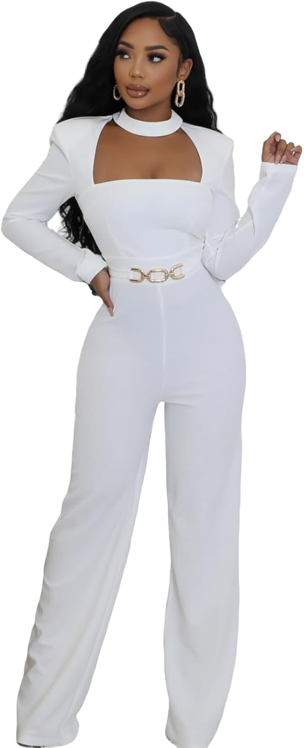 Women's formal jumpsuit elegant straight pants party casual club jumpsuit - Image 4