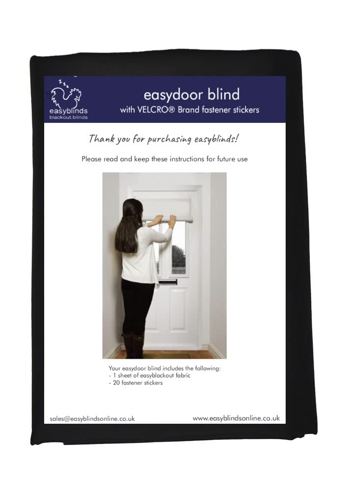 Easyblinds Easydoor blind for glazed doors, quick fix instant blind, cream, half door standard width, self-adhesive attachments, cut to size and shape as required