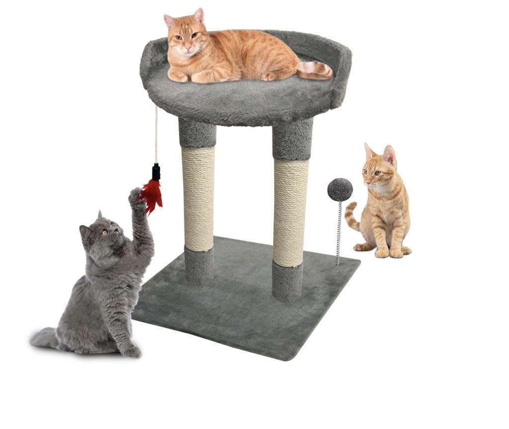 ADEPTNA Large Cat Tree Tower Kitten Activity Tree with Bed and Natural Sisal Wrapped 2 Scratching Posts Playing Relax and Sleep