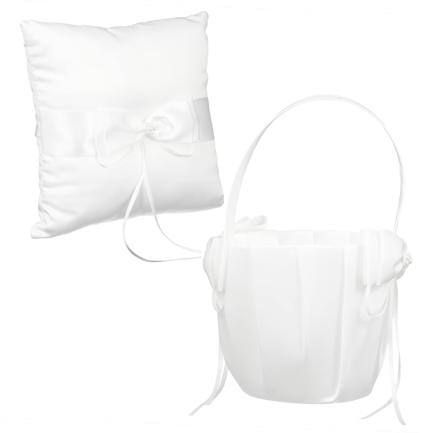 OUNONA 2pcs Ring Pillow Matching Flower Basket Wedding Accessory Set for Flower Girl Basket