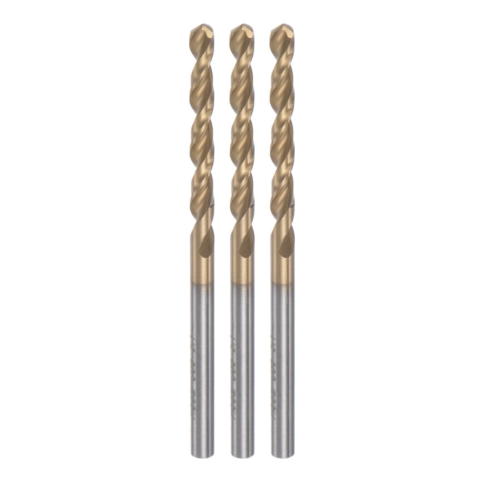 Generic 3pcs Twist Drill Bits 3.1mm Titanium Coated (HSS-E) M42 High Speed Steel 8% Cobalt Straight Shank for Stainless Steel Aluminum Alloy Metal