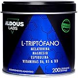 ⭐️ REDUCE EL ESTRÉS CON VITAMINA B6, B5, B3 + 1,78MG DE MELATONINA: El L-triptófano es precursor de melatonina que regula el sueño para un descanso más profundo, menos estrés y más energía. Aldous Labs incrementar la eficacia de otras marcas añadiendo vitaminas B6, B5, B3 y 1,78mg de Melatonina por dosis diaria. La combinación de Triptófano + Vitaminas B + Melatonina es más eficaz que otros remedios naturales como gominolas para dormir, Valeriana o Pasiflora y más potente que la Melatonina pura.