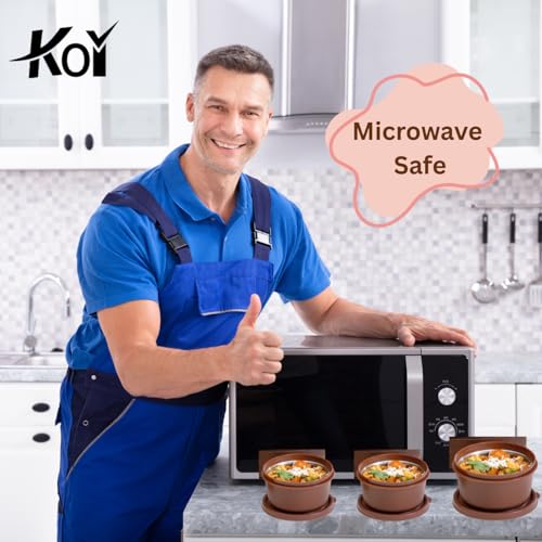Image of KOI Insulated Lunch Box Set | 3 Inside Steel Containers (290ml, 450ml, 600ml) with BPA Free Lid | Leakproof Microwave Safe Tiffin | Adjustable Shoulder Strap Lunch Bag for Office Travel, Mempish Brown
