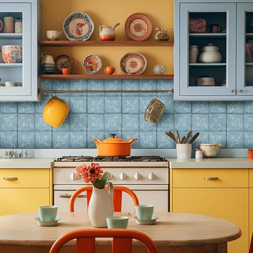 Image of 40 PC Pack (6 X 6) Thin Art Artistic Bohemian Peel and Stick Wall Sticky Backsplash Vinyl Waterproof Removable Tile Sticker Decals for Bathroom & Kitchen, (C, 6X6)