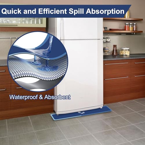 Image of Fridge Mat - 9.1 inch x 38.6 inchRefrigerator Mats with Water Absorbent, Leak-Proof Rubber Backing, Easy to Clean, Bohemian Design, Protect Floors from Spills (Dandelio)